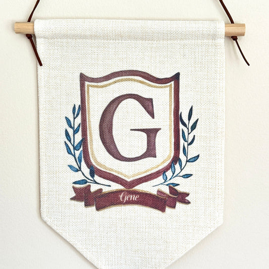 Personalised linen banner | Letter logo