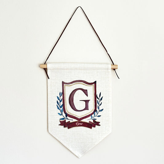 Personalised linen banner | Letter logo