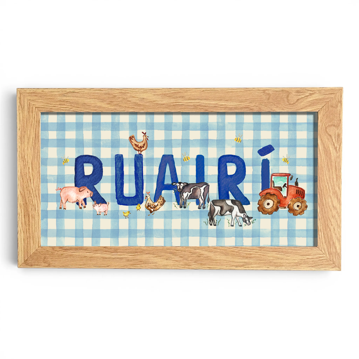 Custom Name Print | On The Farm | Blue Check